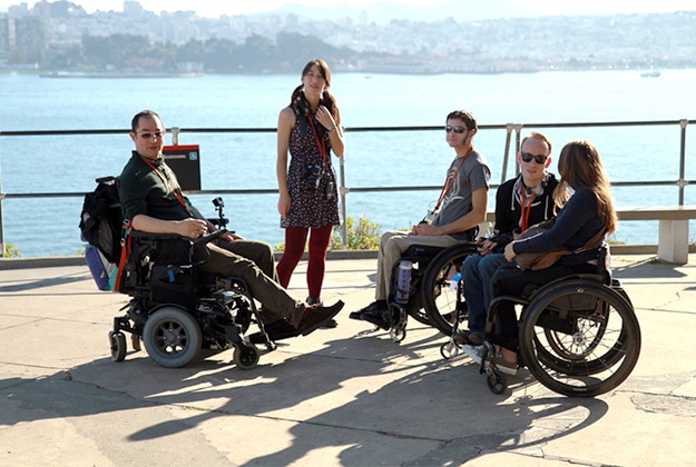 Group of travellers with disabilities visiting Alcatraz