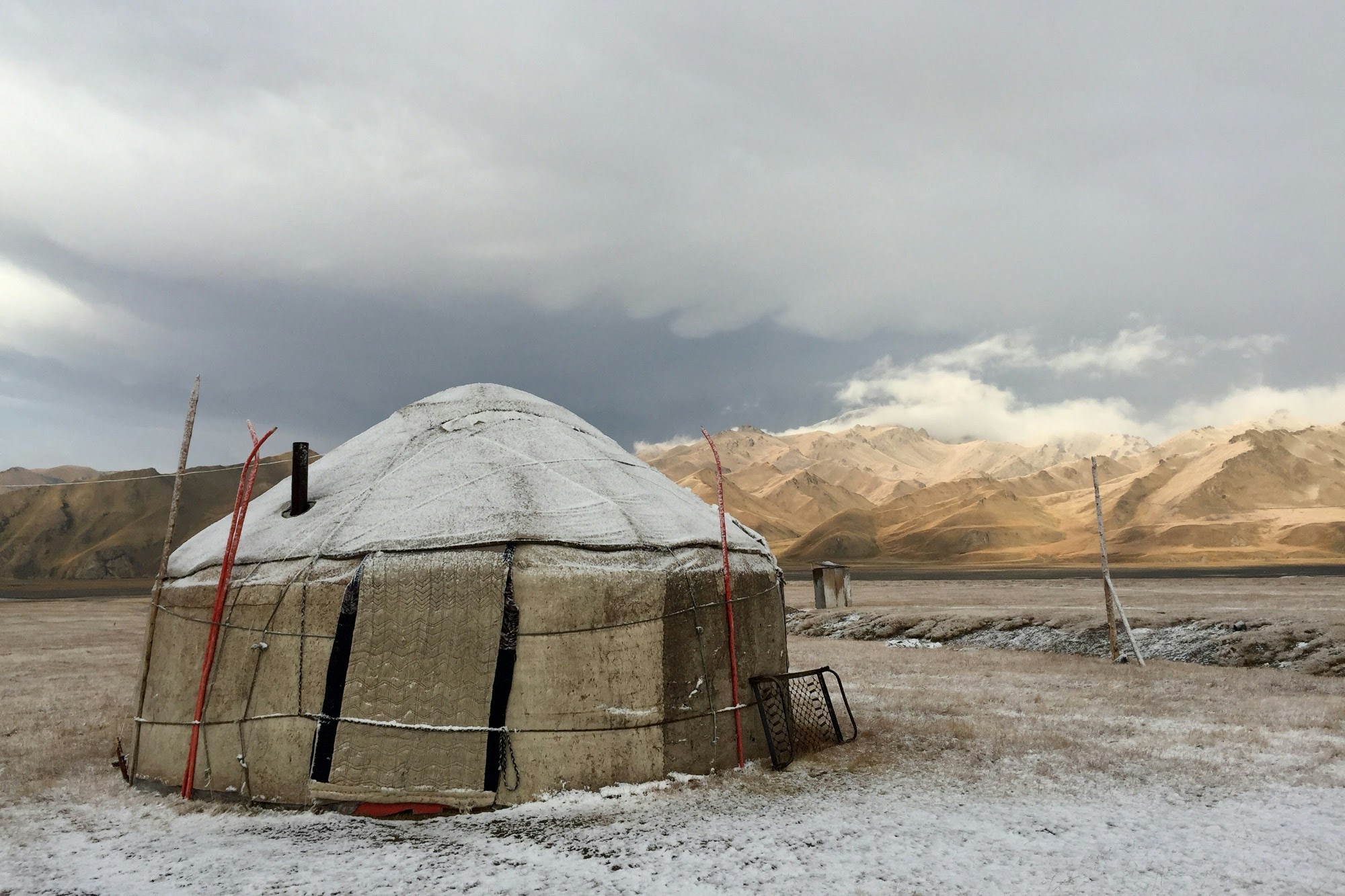 A yurt tent in the middle of the Kyrgyz wilderness