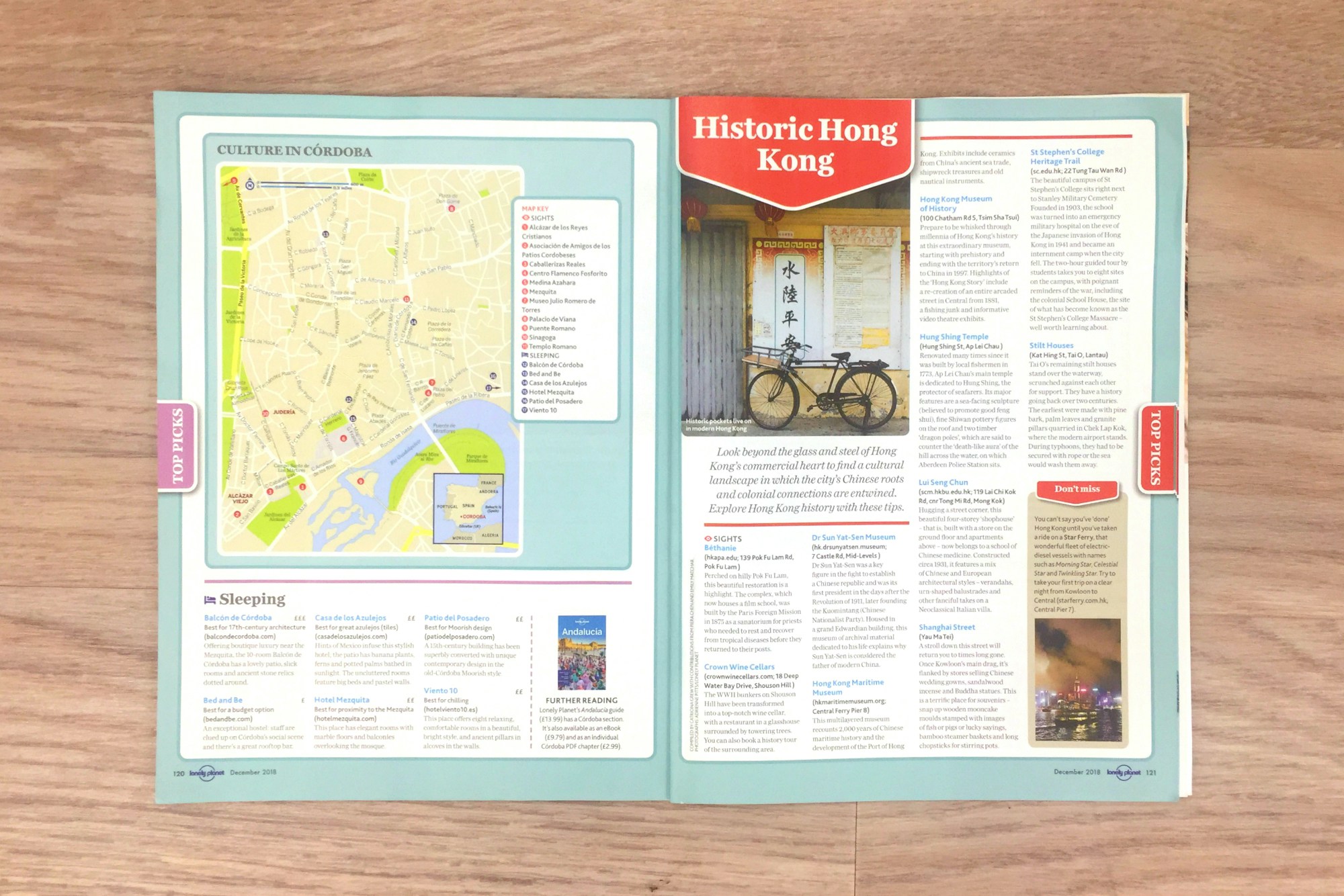 A flat lay of Lonely Planet Magazine (December edition 2018)