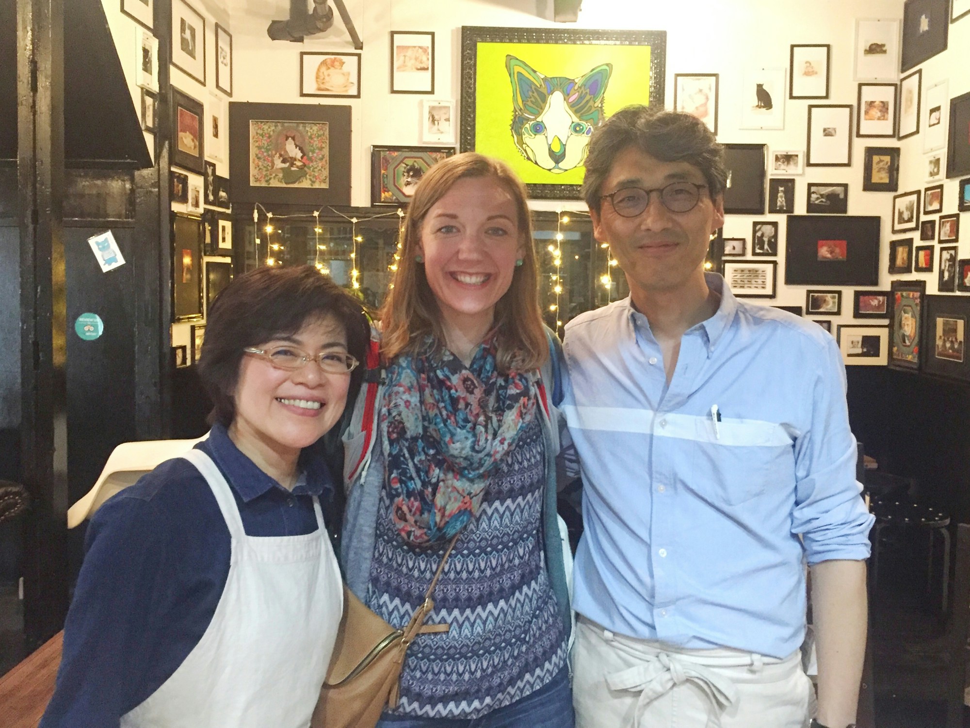 Carrie with the owners of 'Where is a Dog' in Tokyo, a 100% gluten-free restaurant © Carrie Veatch