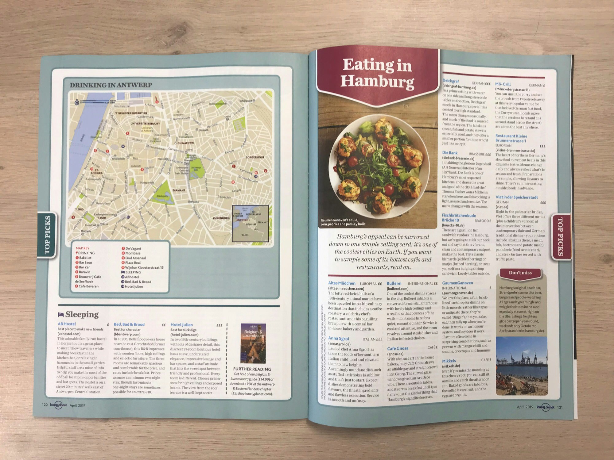 A double-page spread from the April edition of Lonely Planet Magazine (UK)